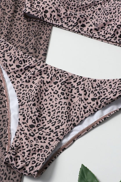 Bad Cheetah One Shoulder Bikini with Cover Skirt - Baddie Kouture Boutique 