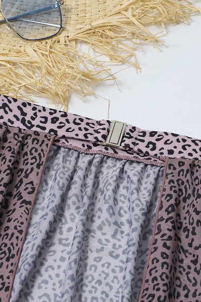 Bad Cheetah One Shoulder Bikini with Cover Skirt - Baddie Kouture Boutique 