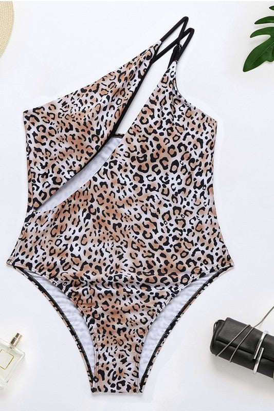 She Bad Cheetah One Shoulder Swimsuit