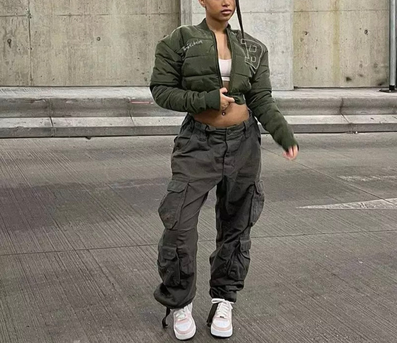 Olive Baddie B Crop Jacket