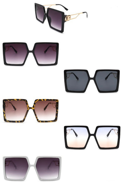 Baddie Golden Side Square Oversize Glasses