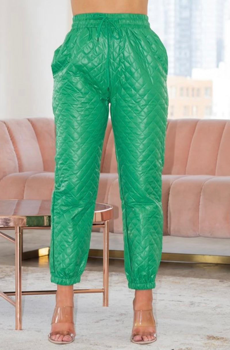 Green Baddie Puff Pants