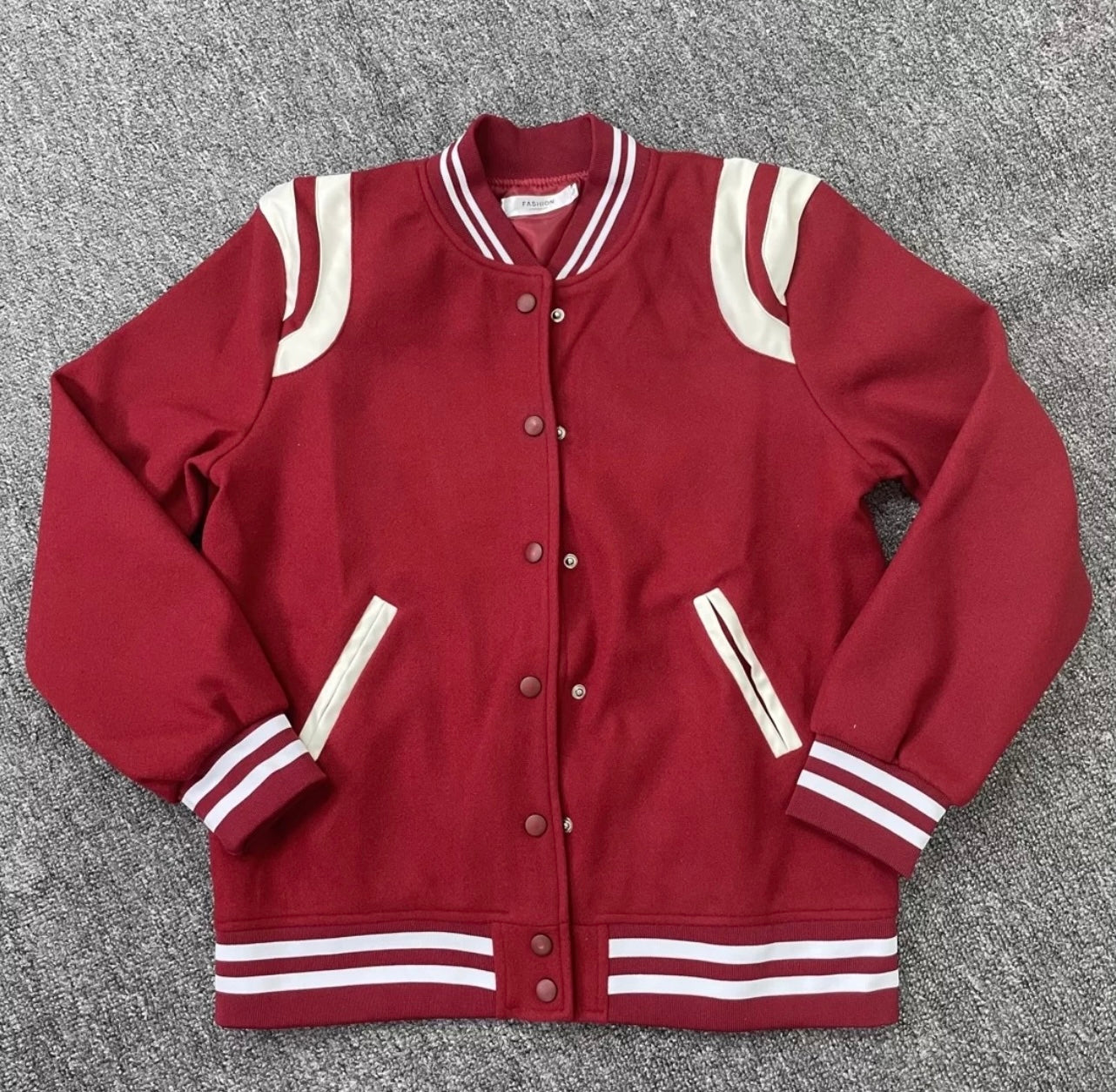 Ruby Red Baddie Varsity Bomber Jacket