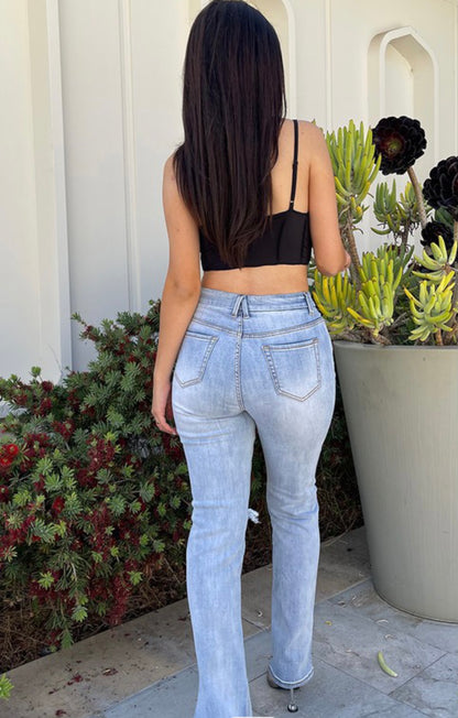 Baddie Distressed Light Wash Jeans