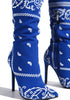 Baddie Bandana Blue Knee Boots