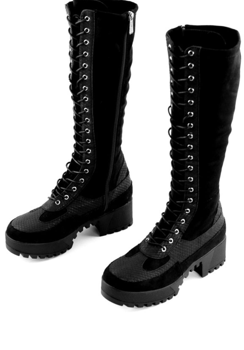 Baddie Chucky High Lace Up Knee Combat Boots